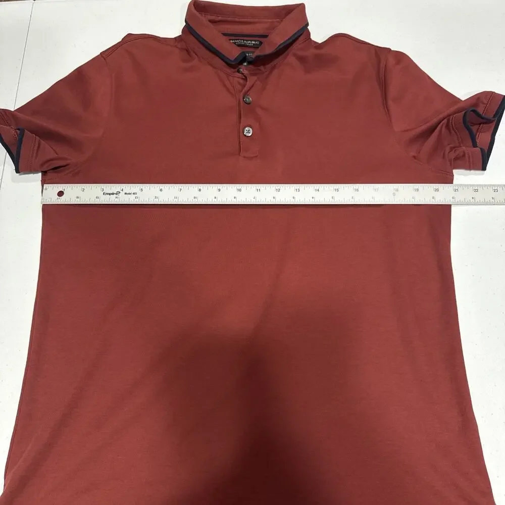 BANANA REPUBLIC Polo Shirt Mens Size L Luxury Touch Maroon Std Fit Short Sleeve